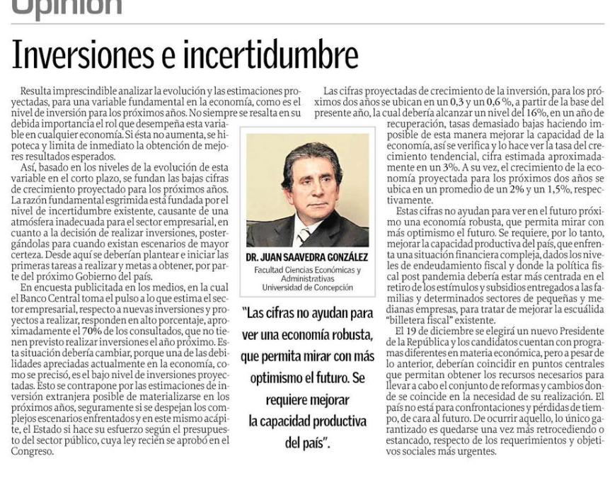 Inversiones e incertidumbre