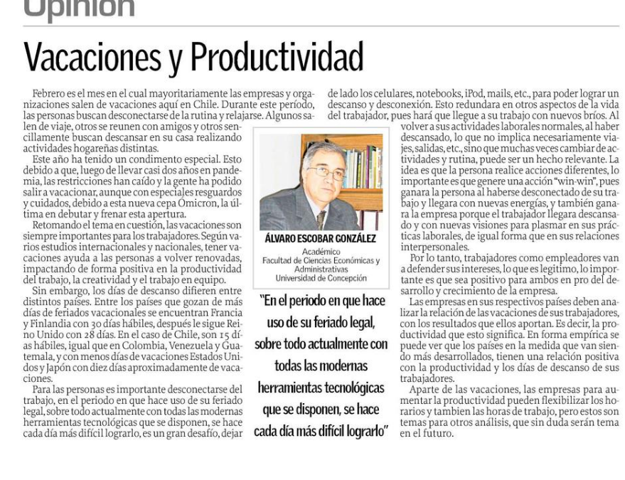 Vacaciones y Productividad