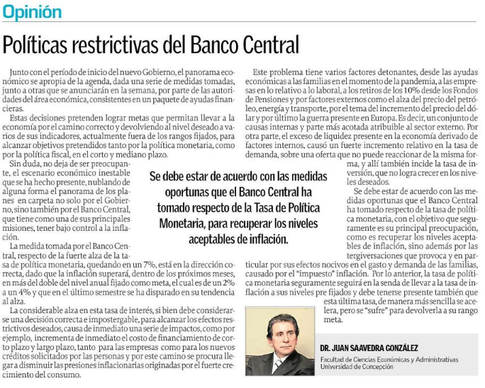 Políticas restrictivas del Banco Central